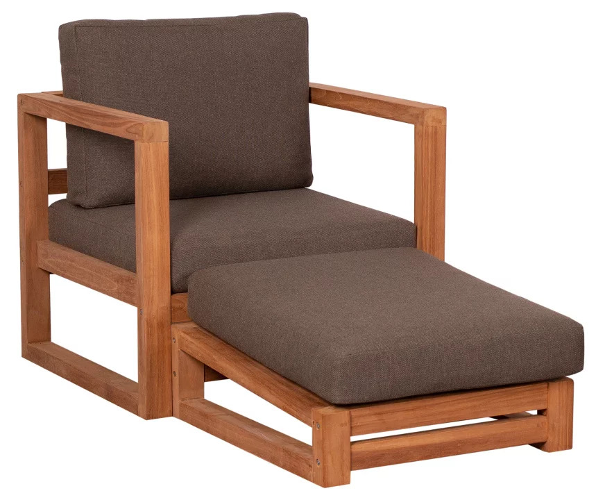 Relaxsessel Cardigan Teak mit Fußteil und Auflagen anthrazit